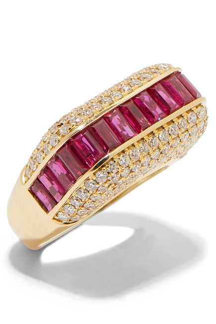 Empress Ring, 18k Yellow Gold with Diamonds & Rubies